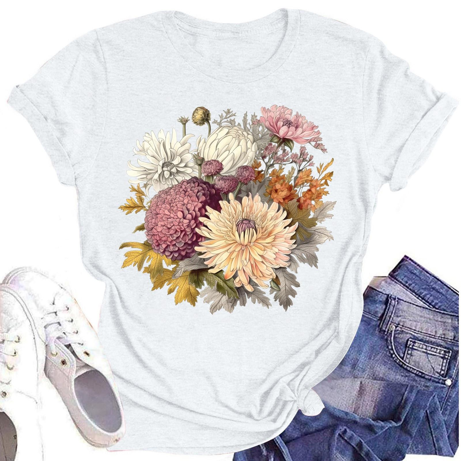 Женская повседневная футболка с круглым вырезом и цветочным принтом, короткий рукав XL белый
Женская повседневная футболка с круглым вырезом и цветочным принтом, короткий рукав XL белый