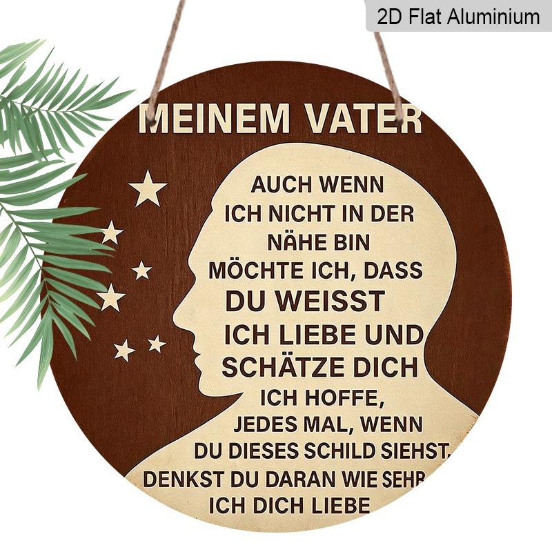 2D Flat Retro Aluminum Wall Decorations in Various Sizes, Featuring A German-themed Message of Fatherly Love, and A Silhouette of A Father. Ideal for 20*20cm
2D Flat Retro Aluminum Wall Decorations in Various Sizes, Featuring A German-themed Message of Fatherly Love, and A Silhouette of A Father. Ideal for 20*20cm