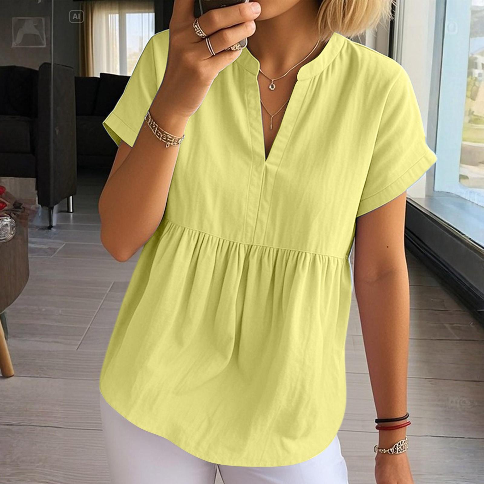 Fashion Ladies Literary Retro Casual Slim Short-sleeved Shirt Female XL жовтий
Fashion Ladies Literary Retro Casual Slim Short-sleeved Shirt Female XL жовтий
