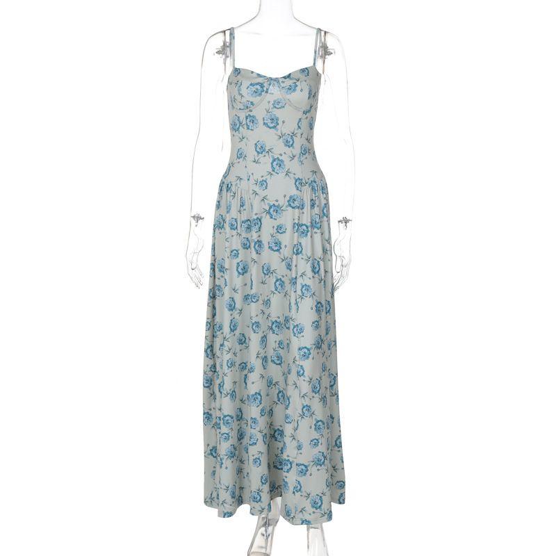 Chest Hugging Floral Suspender Dress Wrapped Chest Silm Floral Strap Dress Green M
Chest Hugging Floral Suspender Dress Wrapped Chest Silm Floral Strap Dress Green M