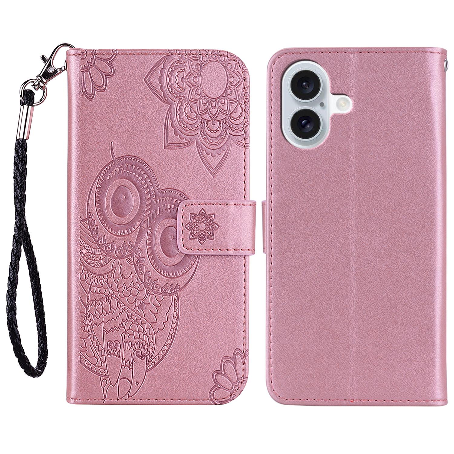 For iPhone 16 Plus Case Owl Flower Imprinted Leather Cover Wallet with Strap Rose Gold
For iPhone 16 Plus Case Owl Flower Imprinted Leather Cover Wallet with Strap Rose Gold