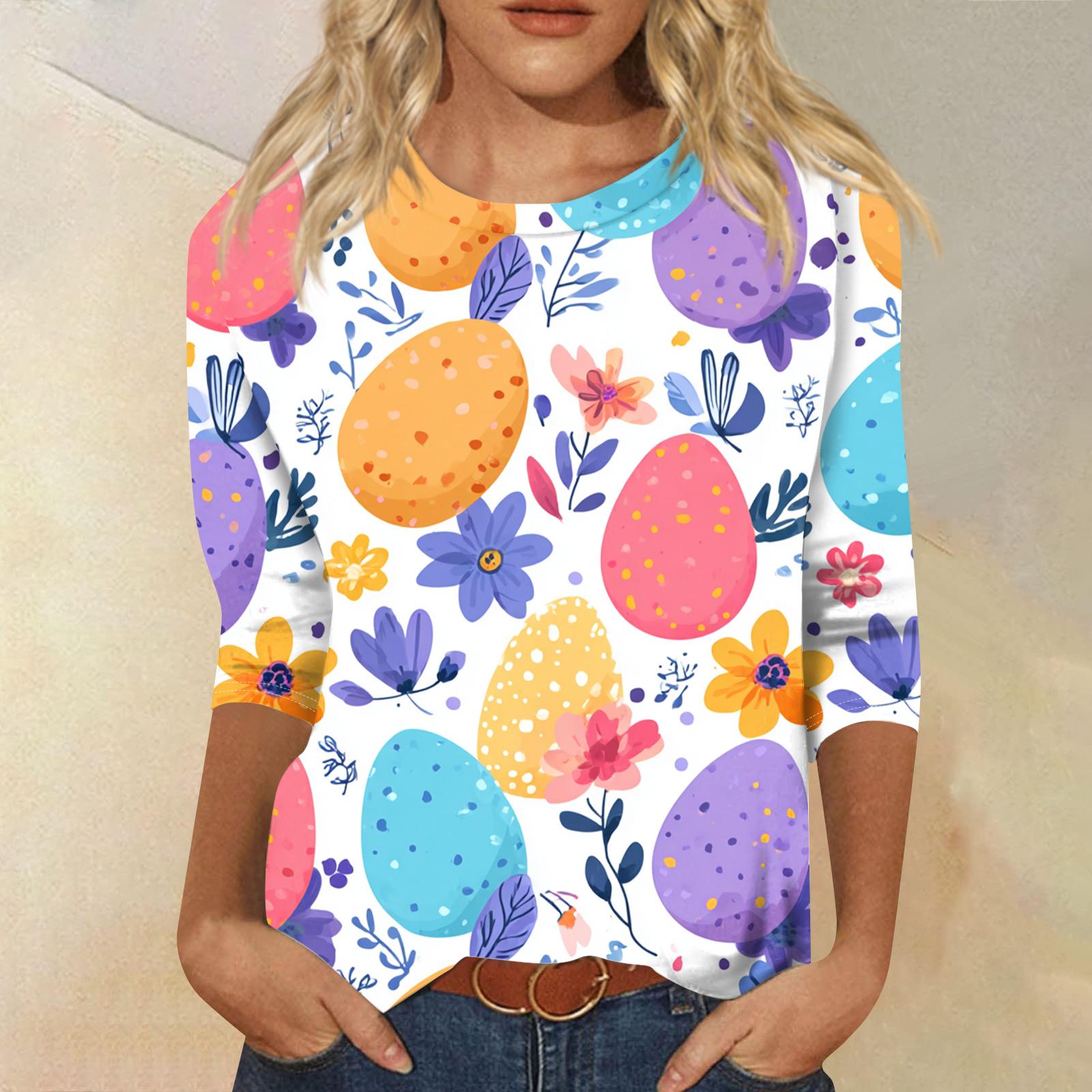 Women s Fashionable Casual Round Neck Three-Quarter Sleeve Easter Print T-Shirt Top XL білий
Women s Fashionable Casual Round Neck Three-Quarter Sleeve Easter Print T-Shirt Top XL білий