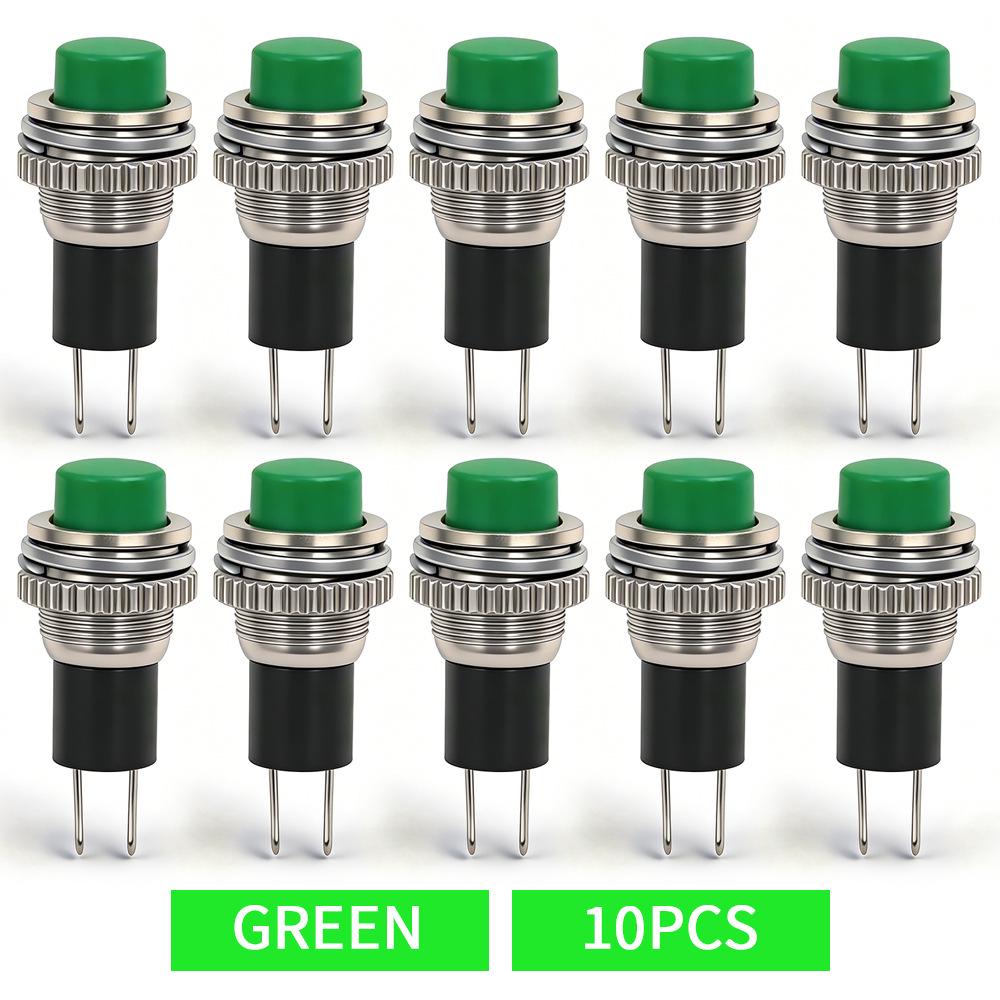 FILN 10mm Mini Self-Reset Push Button Switch, 2-Pin Copper Foot, Red/Green Button
FILN 10mm Mini Self-Reset Push Button Switch, 2-Pin Copper Foot, Red/Green Button