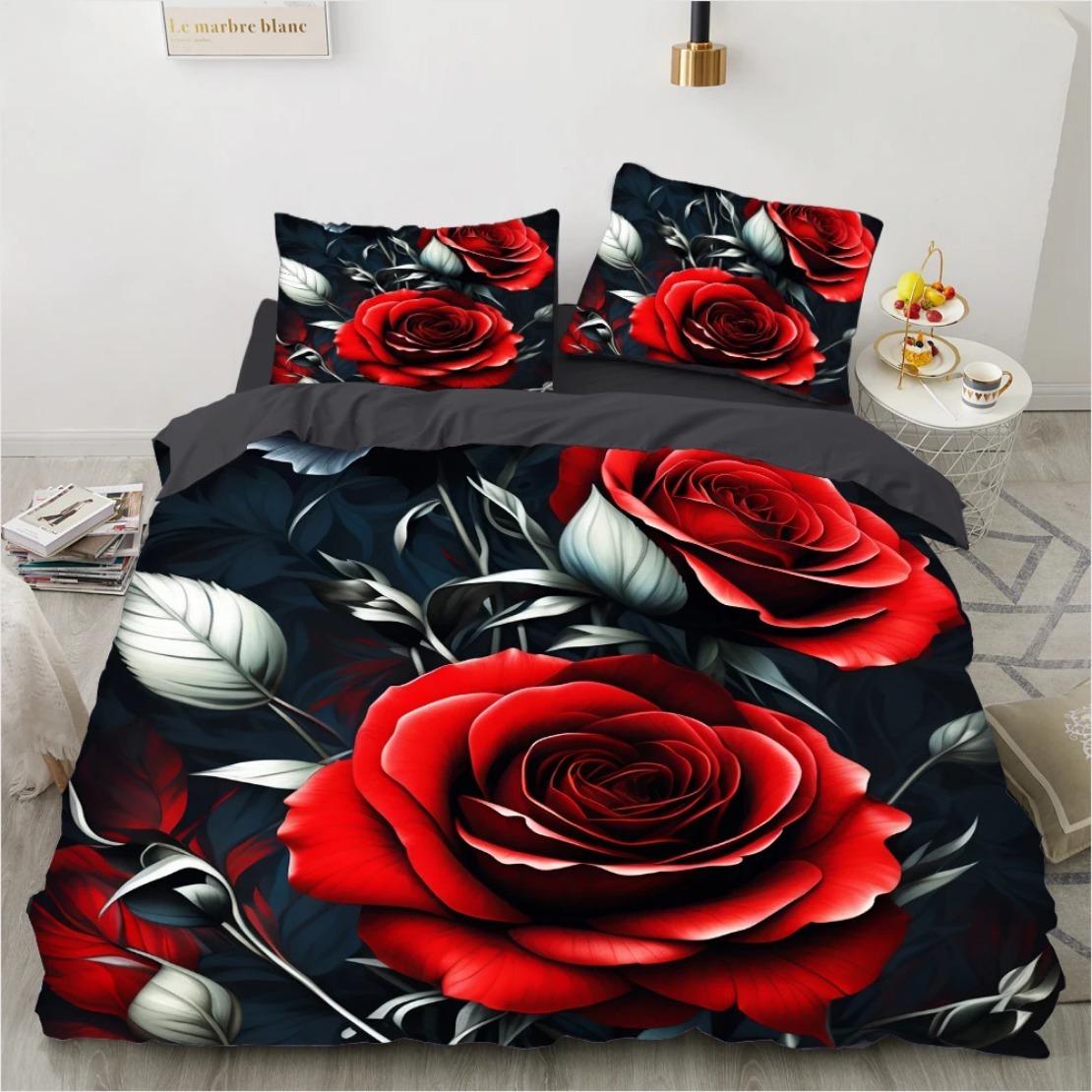 Red Rose Duvet Cover Set 3D Floral Bedding Set 3D Blossom Flowers Quilt Cover Pillowcases King/Queen Size 135x200cm 2pcs
Red Rose Duvet Cover Set 3D Floral Bedding Set 3D Blossom Flowers Quilt Cover Pillowcases King/Queen Size 135x200cm 2pcs