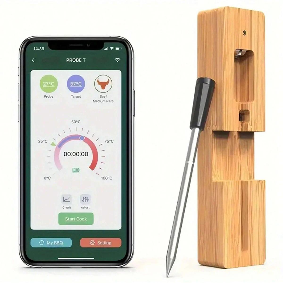 Intelligent wireless BT barbecue thermometer has excellent transmission distance of 30 meters, allowing You need to monitor the чорний
Intelligent wireless BT barbecue thermometer has excellent transmission distance of 30 meters, allowing You need to monitor the чорний