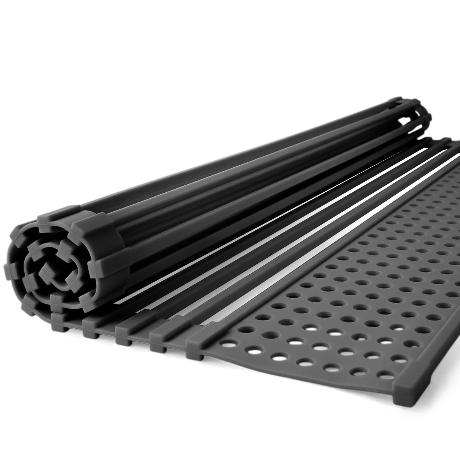 atRise Сушилка для посуды над раковиной Силиконовая Грузоподъемность 18 кг Термостойкая Не ржавеет Антибактериальная Компактная Складная Для одинокого проживания Маленькая кухня чёрный