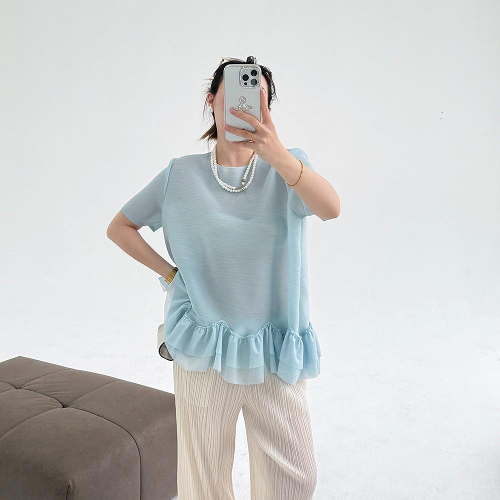Chic 2025 Summer Ruffle Design Short Sleeve Round Neck Blouse - Fashionable and Versatile Top One Size
Chic 2025 Summer Ruffle Design Short Sleeve Round Neck Blouse - Fashionable and Versatile Top One Size