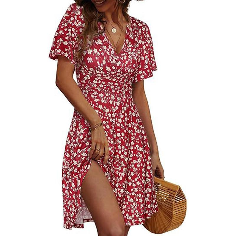 Womens Sundress Summer Floral Short Sleeve Wrap V Neck A-Line Midi Dress S темно-червоний колір
Womens Sundress Summer Floral Short Sleeve Wrap V Neck A-Line Midi Dress S темно-червоний колір