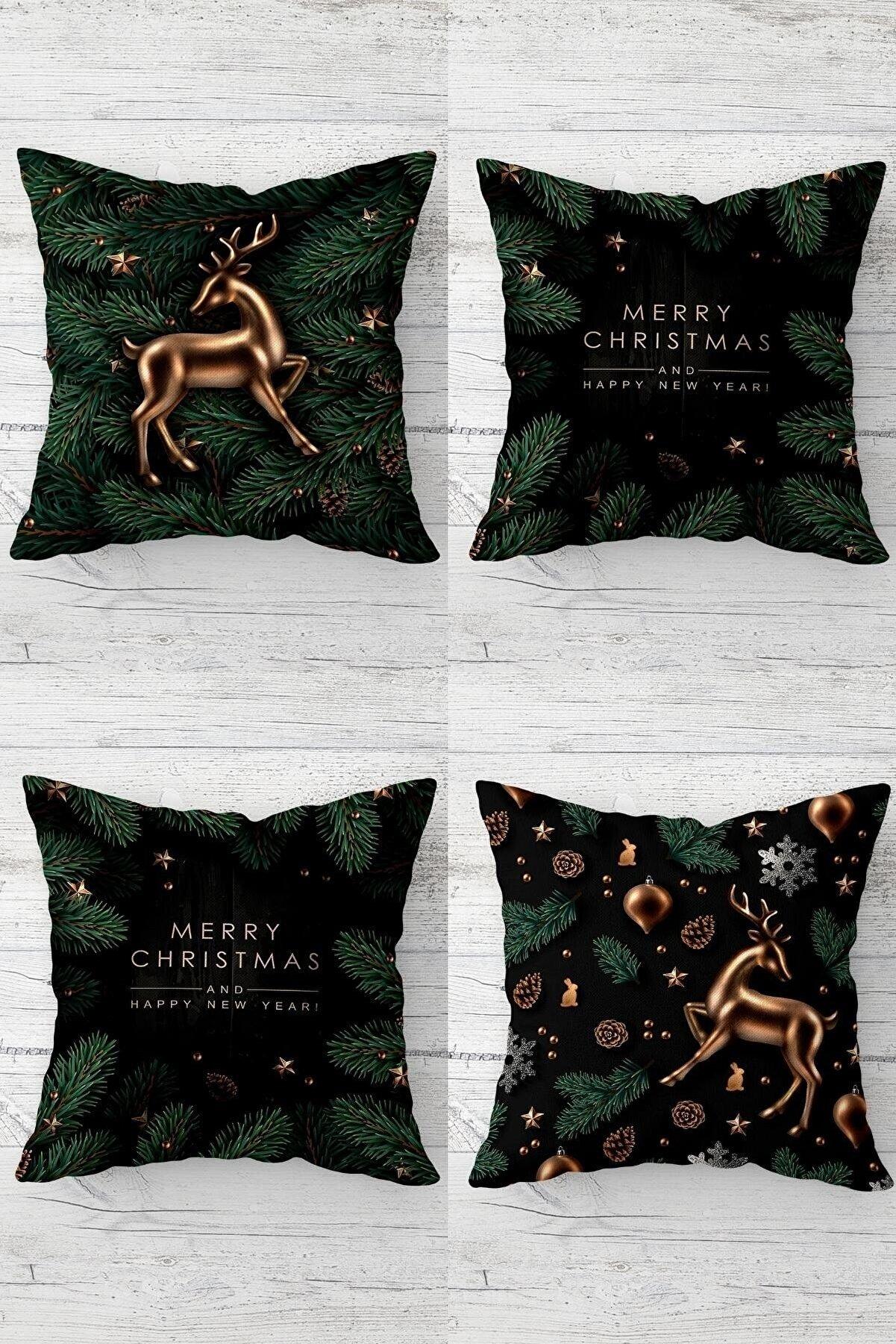 Gold Deer Pine Tree Christmas Hidden Zippered Throw Pillow Cover Sofa Pillow Case Set (4pcs) 
Gold Deer Pine Tree Christmas Hidden Zippered Throw Pillow Cover Sofa Pillow Case Set (4pcs)