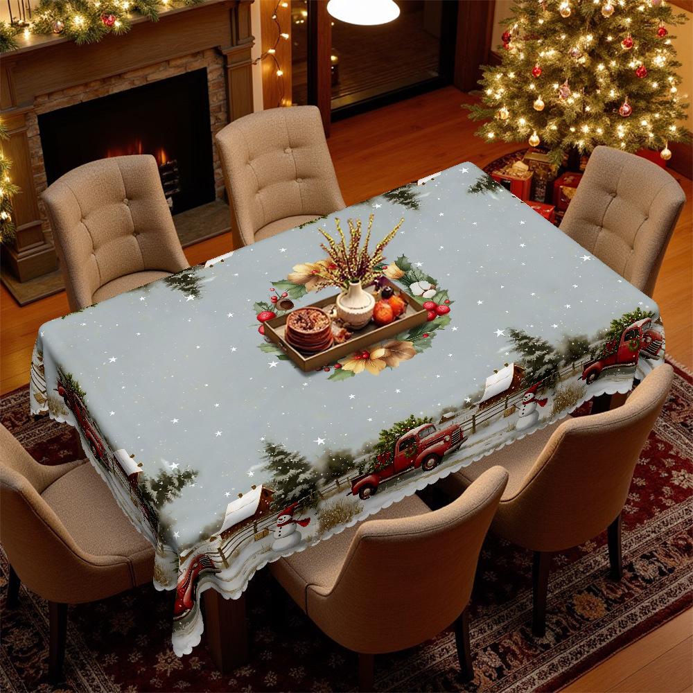 Rural Christmas Table Cloth, Snowy Red Car Snowman, Printed, Waterproof And Oil-Proof, Dining Table Decorative Cloth Round tablecloth-152x152cm
Rural Christmas Table Cloth, Snowy Red Car Snowman, Printed, Waterproof And Oil-Proof, Dining Table Decorative Cloth Round tablecloth-152x152cm