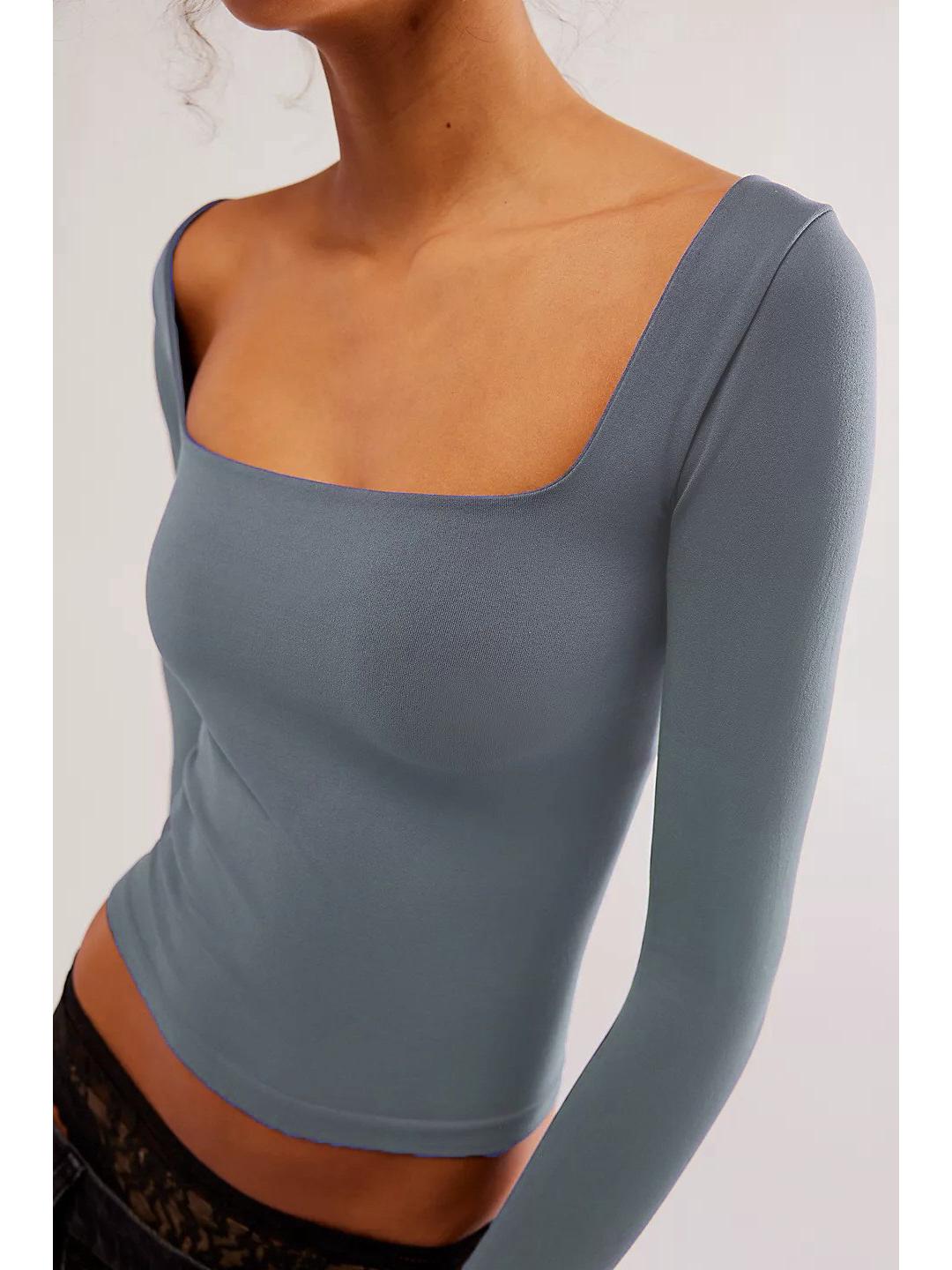 Square Neck Long Sleeve Slim Fit Women s T-Shirt - Solid Color & Comfortable Base Layer Medium
Square Neck Long Sleeve Slim Fit Women s T-Shirt - Solid Color & Comfortable Base Layer Medium