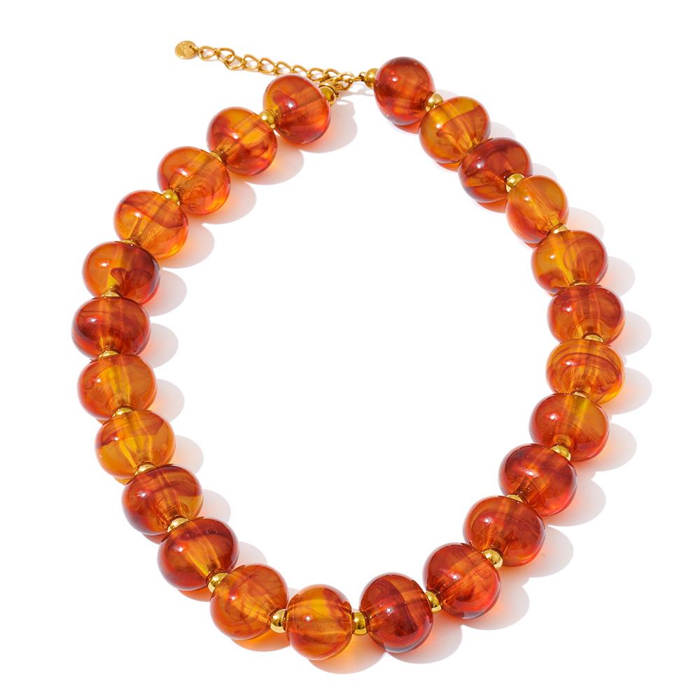 Yhpup Resin Round Beads Chain Statement Necklace Popular New Arrivals Stainless Steel Autumn Winter Fashion Jewelry for Women
Yhpup Resin Round Beads Chain Statement Necklace Popular New Arrivals Stainless Steel Autumn Winter Fashion Jewelry for Women