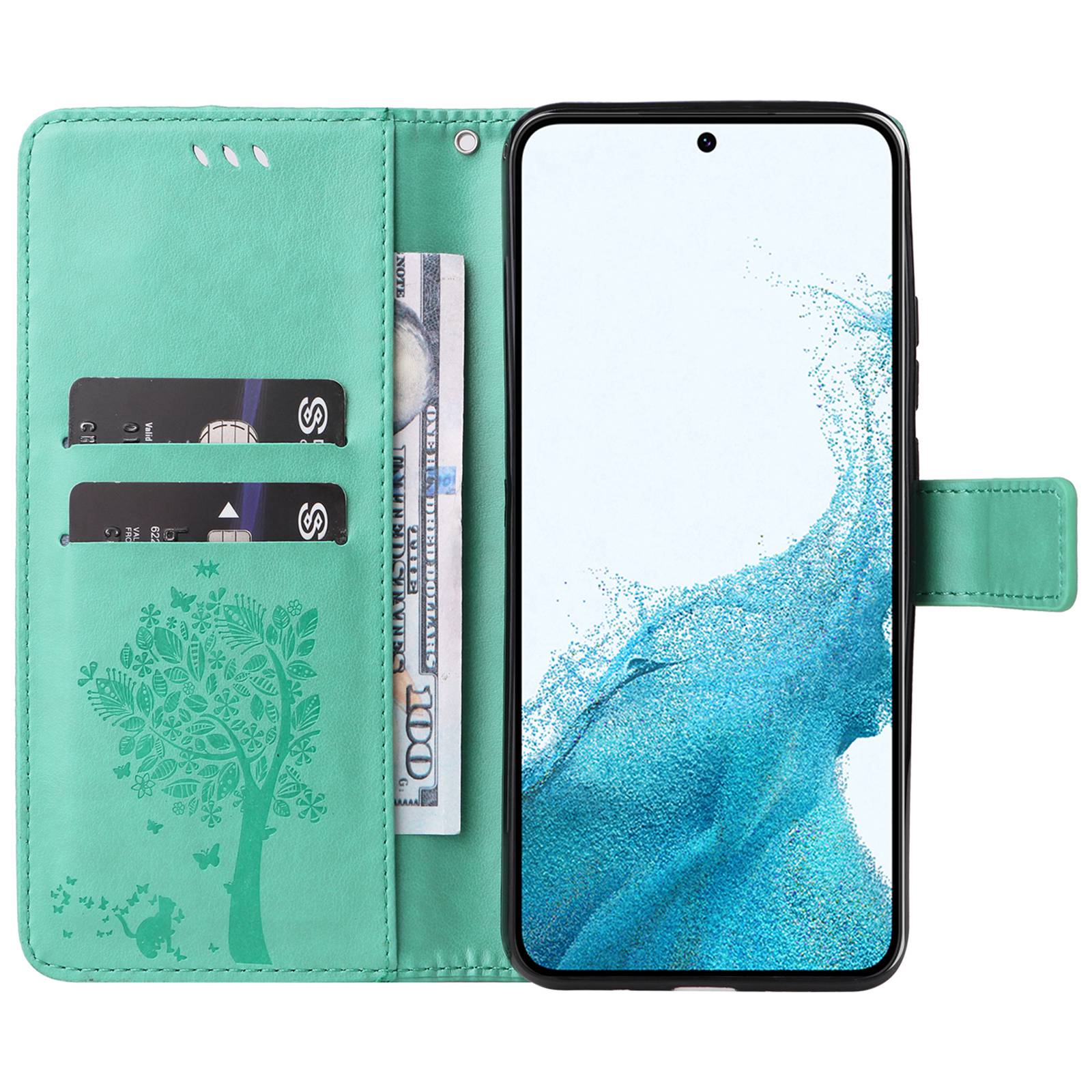 For Samsung Galaxy S23 Phone Case with Stand Cat Tree Pattern Leather Wallet Mobile Cover Green
For Samsung Galaxy S23 Phone Case with Stand Cat Tree Pattern Leather Wallet Mobile Cover Green