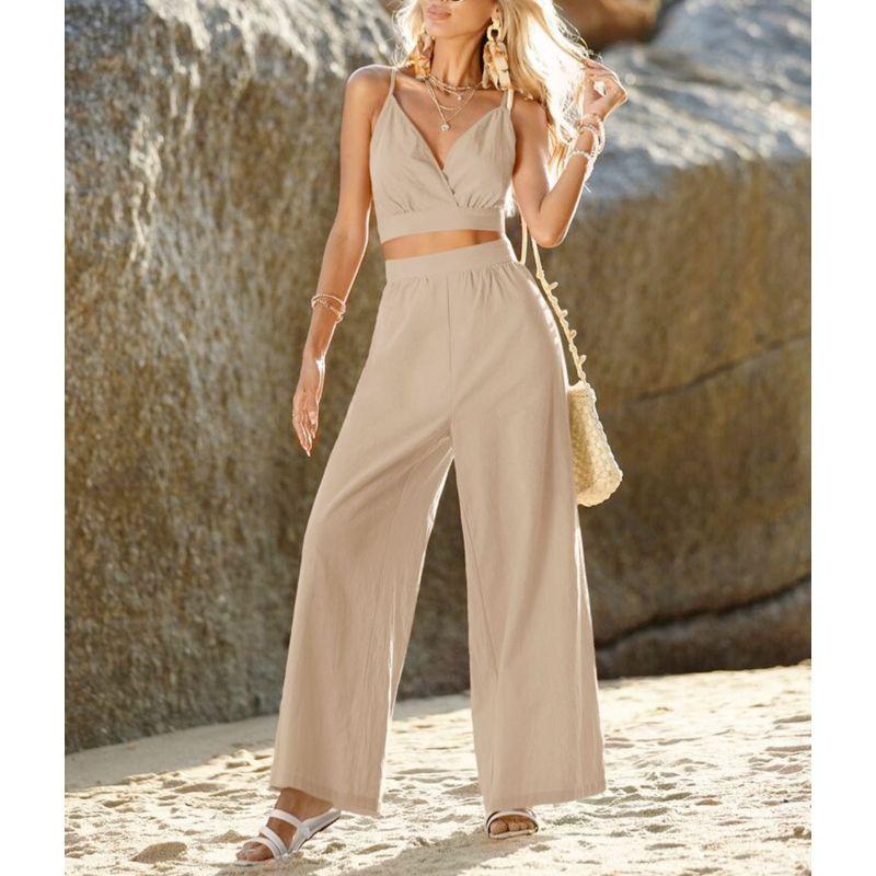 Sling Pants Set Fashion Summer Women s Clothing Fashion Casual Open Back Bow Suspenders Pants Suit Khaki L
Sling Pants Set Fashion Summer Women s Clothing Fashion Casual Open Back Bow Suspenders Pants Suit Khaki L