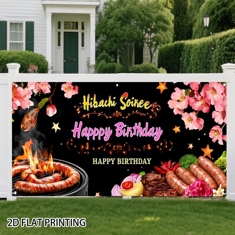 2D Hibachi Grill Birthday Banner with Grilled Sausages and Cherry Blossoms 47.2x31.5inch/120*80cm
2D Hibachi Grill Birthday Banner with Grilled Sausages and Cherry Blossoms 47.2x31.5inch/120*80cm