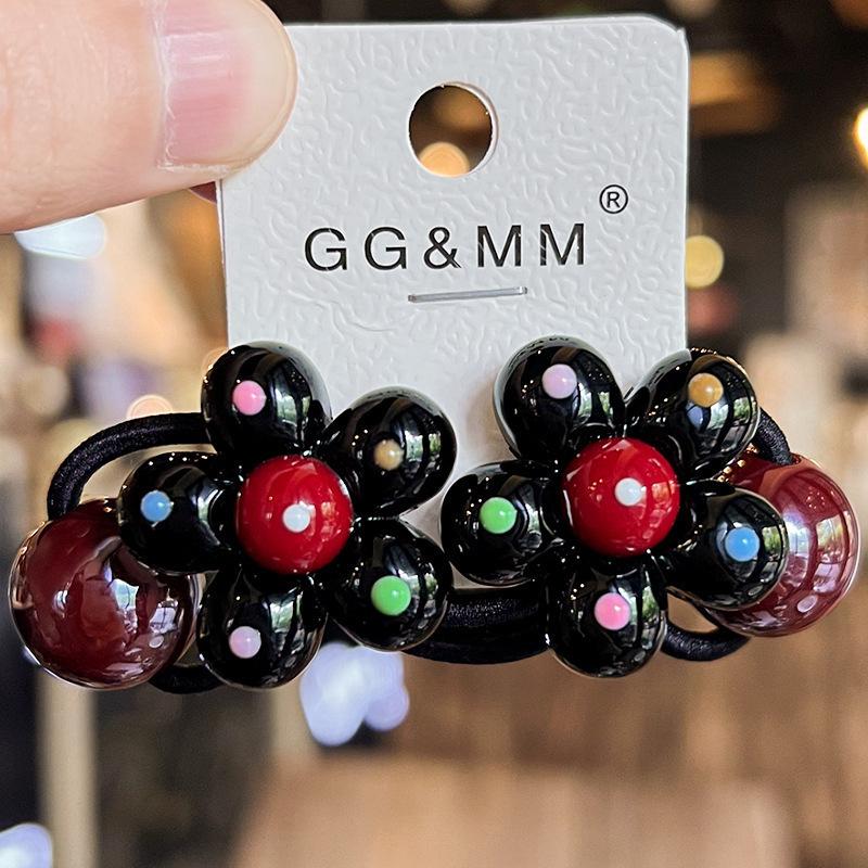 Красочные эластичные резинки для волос в горошек для девочек, веревки для волос, головной убор с цветами, принцесса, милые, детские, для детей, новые, 2 шт.