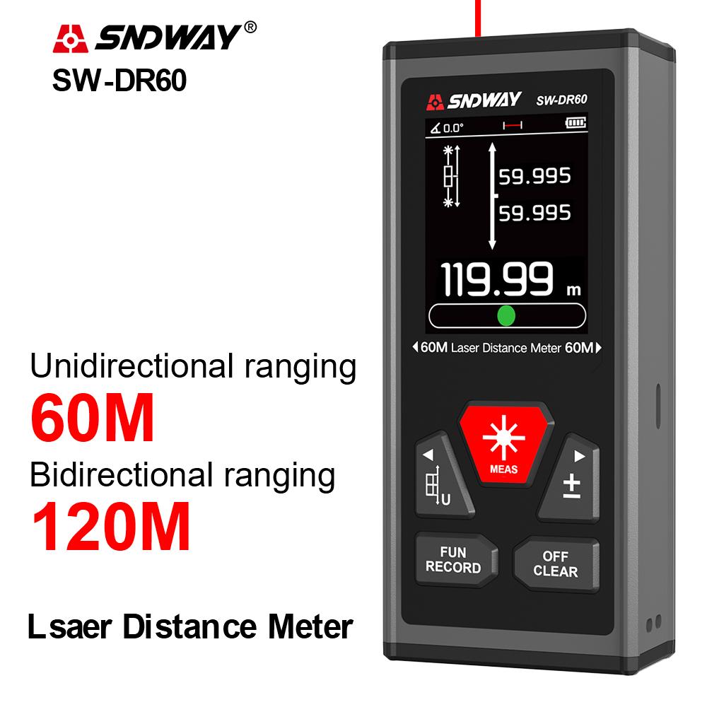SNDWAY Dual Laser Distance Meter Rechargeable Bilateral Laser Rangefinder 60m 100m Digital Tape Measure Angle SW-DR100 SW-DR60
SNDWAY Dual Laser Distance Meter Rechargeable Bilateral Laser Rangefinder 60m 100m Digital Tape Measure Angle SW-DR100 SW-DR60