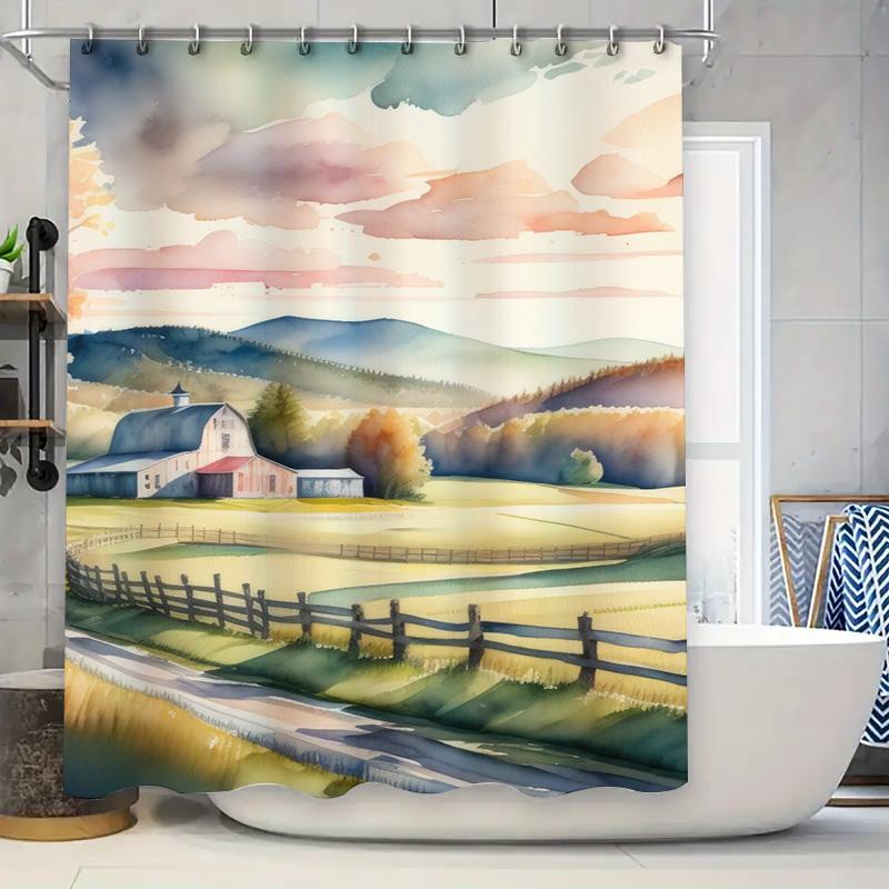 Watercolor Farmhouse Bathroom Shower Curtain With Blue Sky Mountain View Modern Print Decorative Home Bath Linen Fabric Waterpro W60H190(CM)-1 Pcs
Watercolor Farmhouse Bathroom Shower Curtain With Blue Sky Mountain View Modern Print Decorative Home Bath Linen Fabric Waterpro W60H190(CM)-1 Pcs