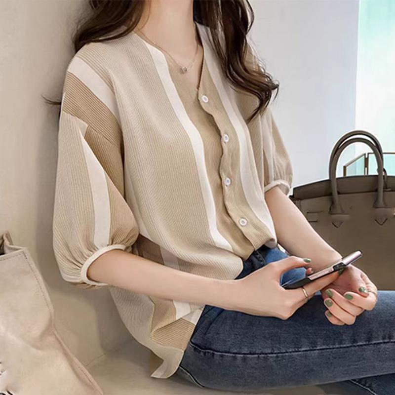 ZANZEA Женская повседневная блузка с V-образным вырезом, свободная, в полоску, с лоскутным узором, с рукавом до локтя M хаки
ZANZEA Женская повседневная блузка с V-образным вырезом, свободная, в полоску, с лоскутным узором, с рукавом до локтя M хаки