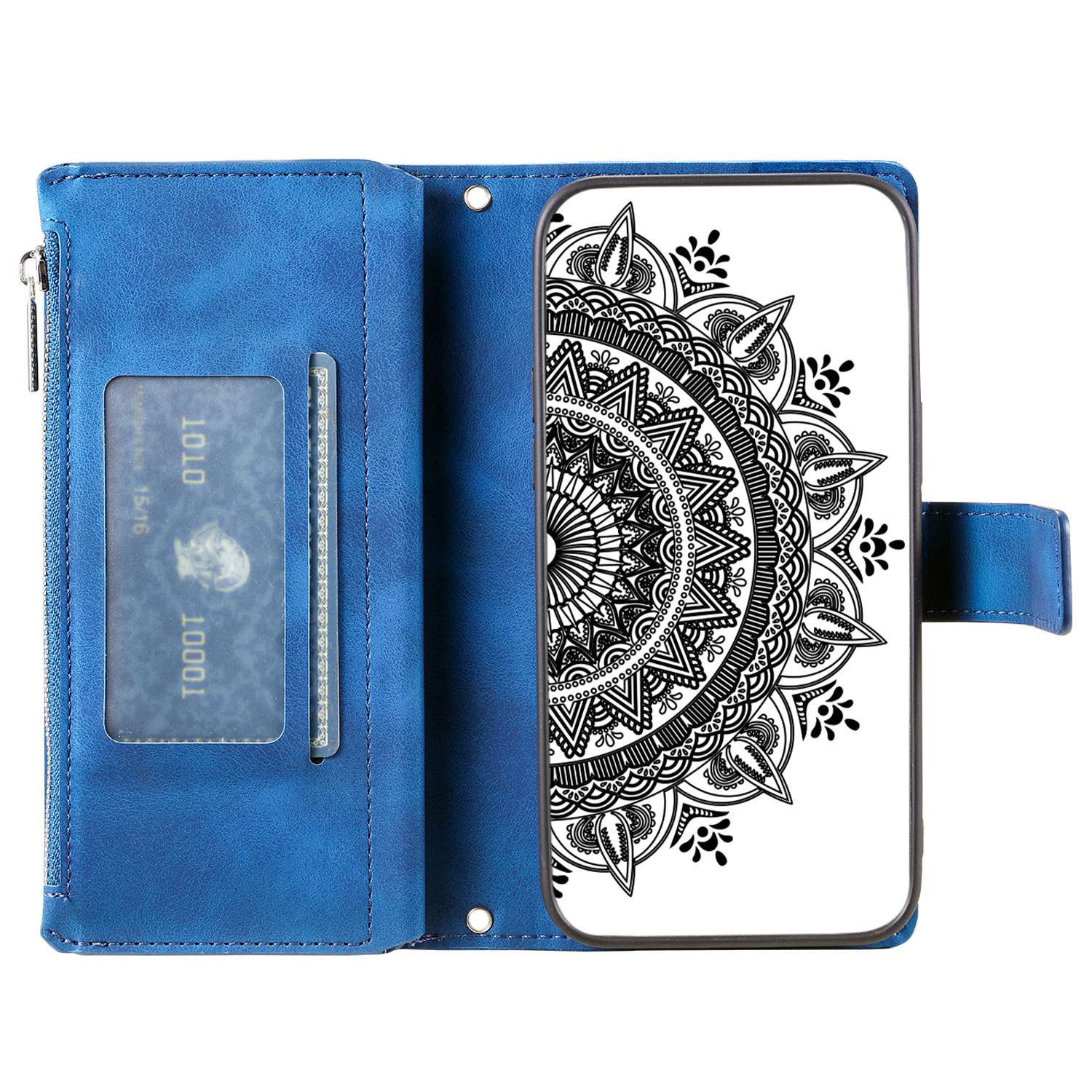 Zipper Pocket Wallet Case for Samsung Galaxy S21+ 5G,Mandala Flower Imprinted PU Leather Stand Cover with Multiple Card Slots Blue
Zipper Pocket Wallet Case for Samsung Galaxy S21+ 5G,Mandala Flower Imprinted PU Leather Stand Cover with Multiple Card Slots Blue