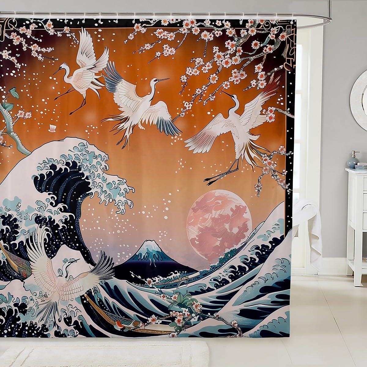 Oriental Dragon Bath Curtain Japanese Style Shower Curtain, Mountain Sea Ocean Waterproof Curtain Sun Printed Shower Ssories W60H190(CM)-1 Pcs
Oriental Dragon Bath Curtain Japanese Style Shower Curtain, Mountain Sea Ocean Waterproof Curtain Sun Printed Shower Ssories W60H190(CM)-1 Pcs