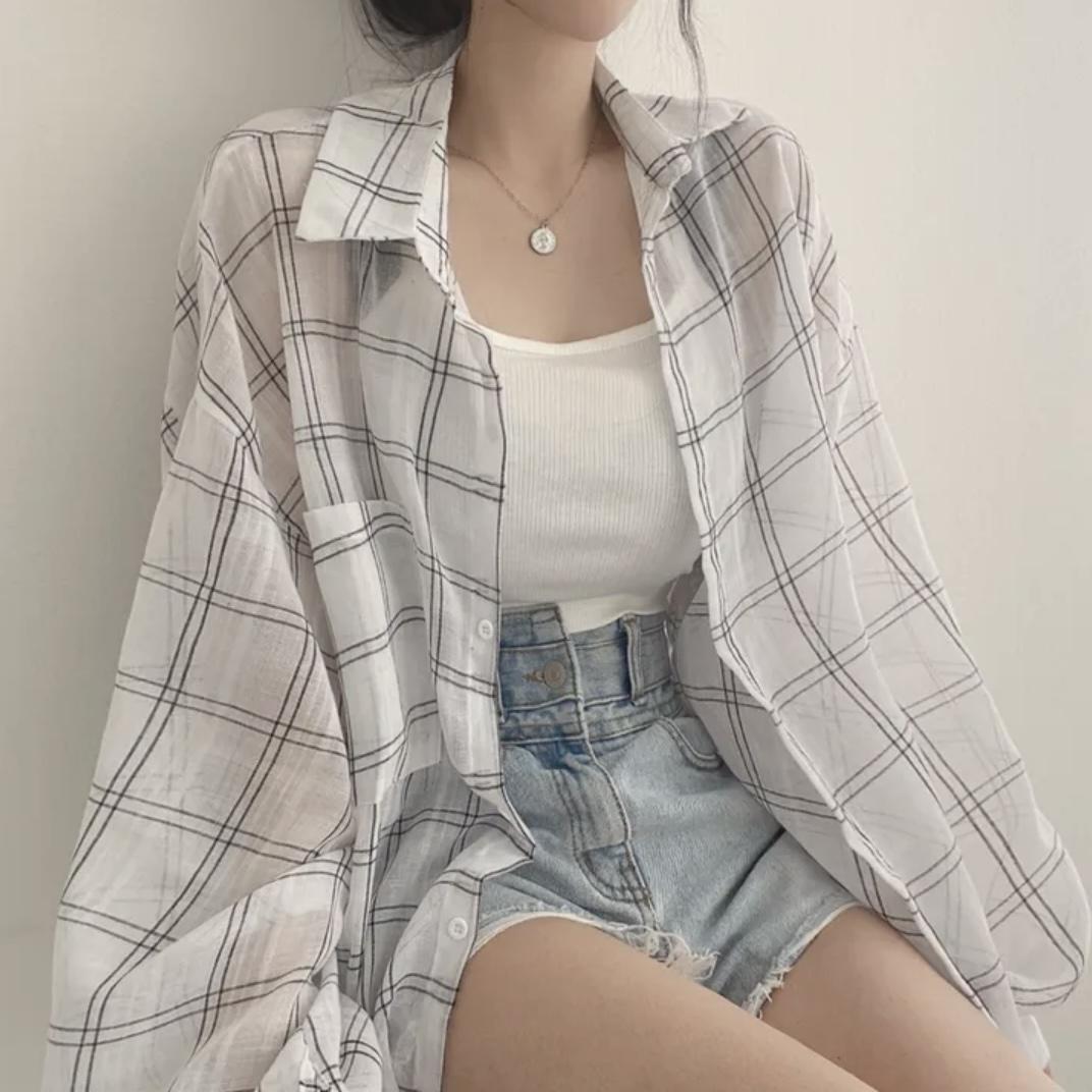 Loose Long Sleeve Plaid Shirt Women s Fashion Early Spring Autumn Style Korean Version Single Button Cardigan Sun Protection Top L
Loose Long Sleeve Plaid Shirt Women s Fashion Early Spring Autumn Style Korean Version Single Button Cardigan Sun Protection Top L