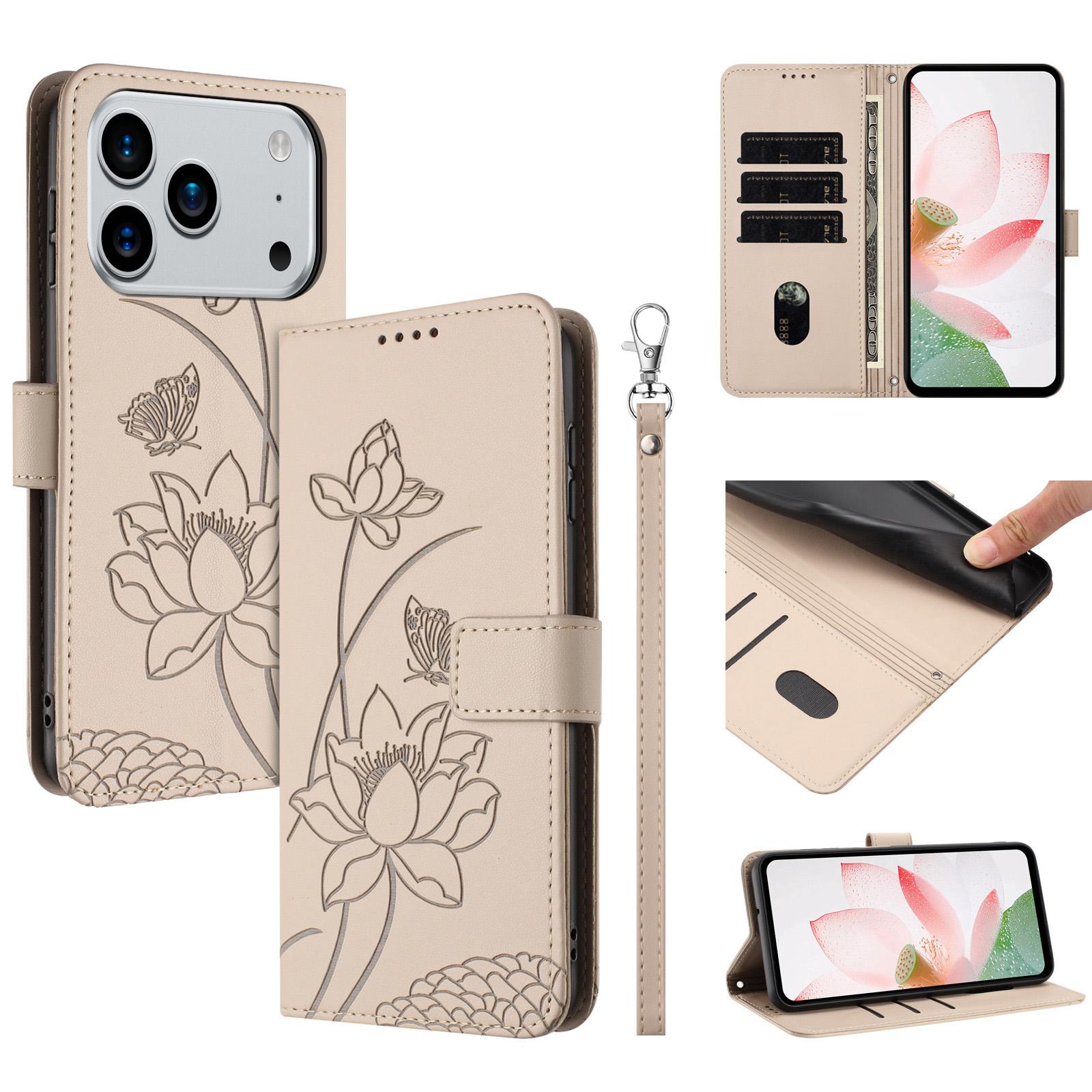 For iPhone 17 Pro Case Wallet Stand Lotus Imprint Leather Phone Cover with Wrist Strap
For iPhone 17 Pro Case Wallet Stand Lotus Imprint Leather Phone Cover with Wrist Strap