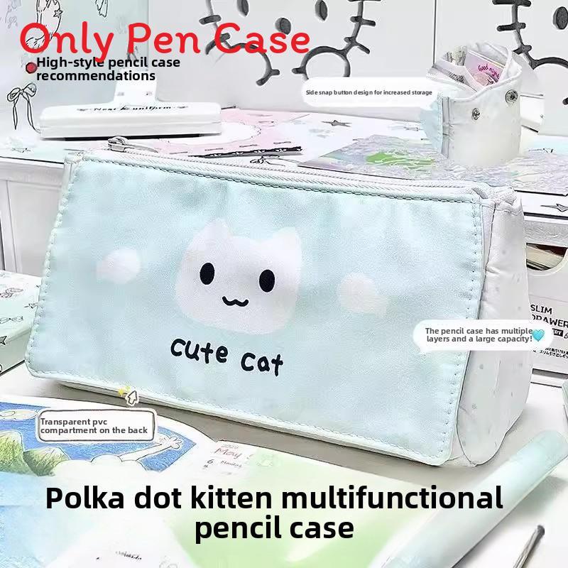 Dot Pattern Cat Pencil Case With Large Capacity For Students And Office Use
Dot Pattern Cat Pencil Case With Large Capacity For Students And Office Use