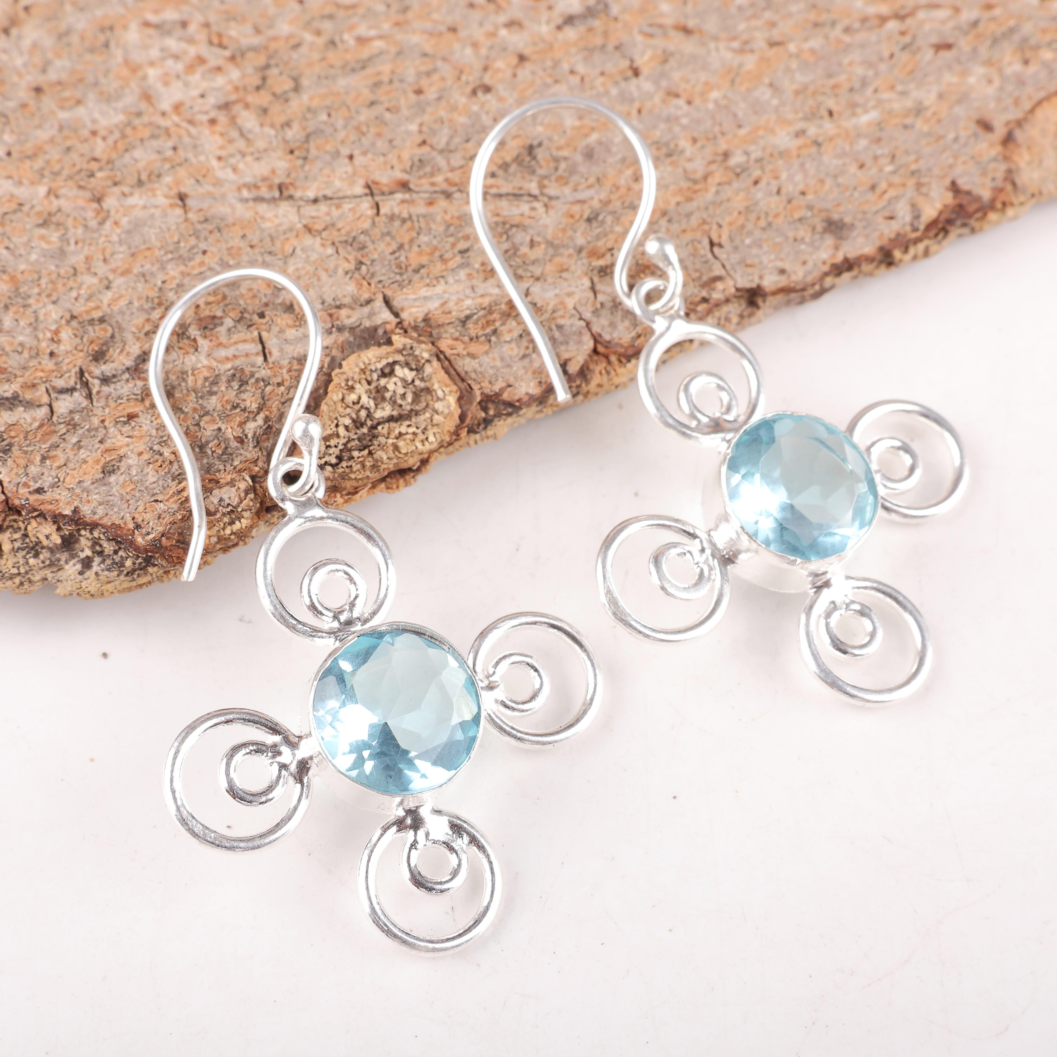 Sky Blue Topaz Earrings Gemstone Jewelry, 925 Solid Sterling Silver Earrings, Handmade Jewelry Birthstone Earrings, Gift For Mother 1,74 Inches синій
Sky Blue Topaz Earrings Gemstone Jewelry, 925 Solid Sterling Silver Earrings, Handmade Jewelry Birthstone Earrings, Gift For Mother 1,74 Inches синій