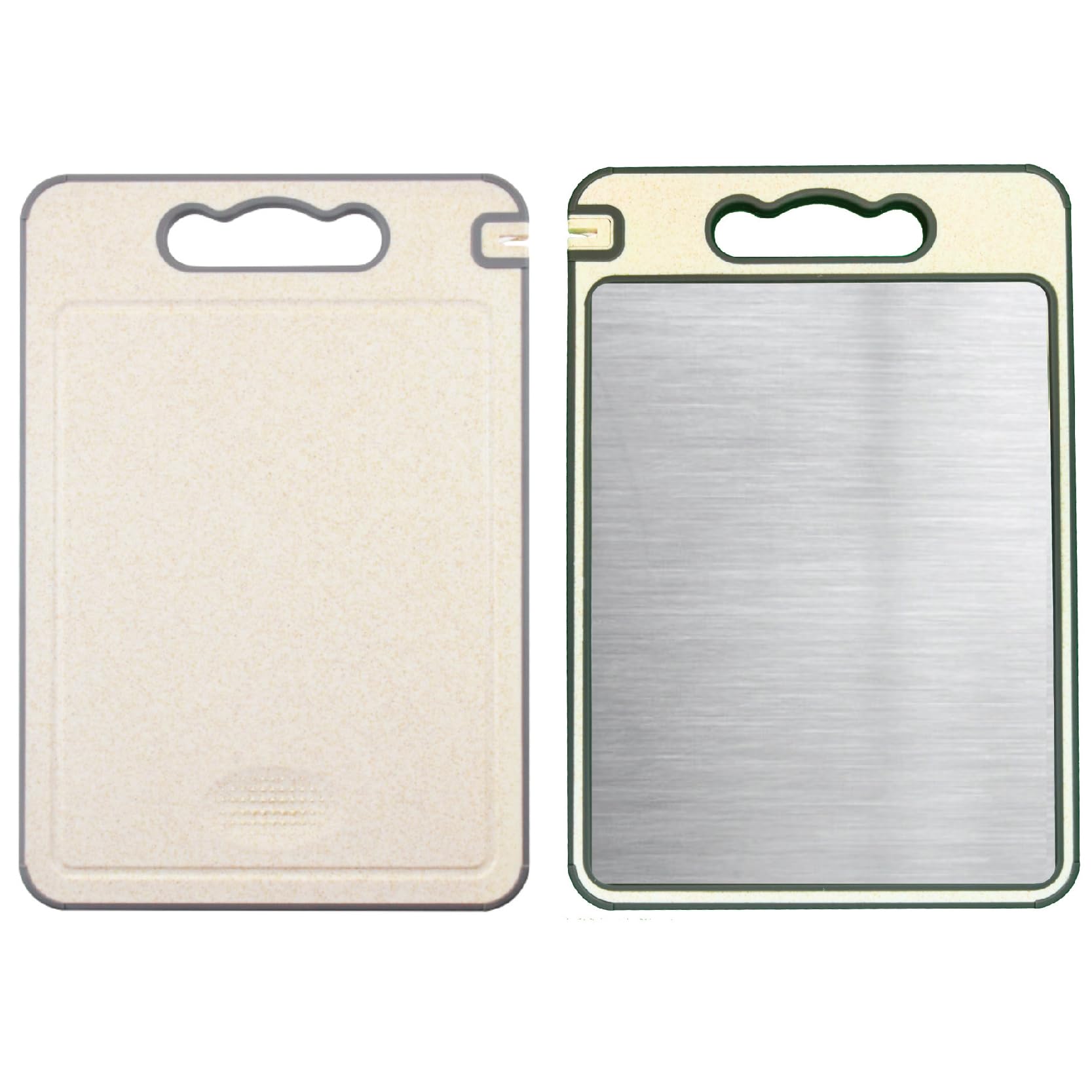 Разделочная доска из нержавеющей стали с антибактериальной точилкой и разделочной кухонной двухсторонней сталью, теркой, доской, бежевый
Разделочная доска из нержавеющей стали с антибактериальной точилкой и разделочной кухонной двухсторонней сталью, теркой, доской, бежевый