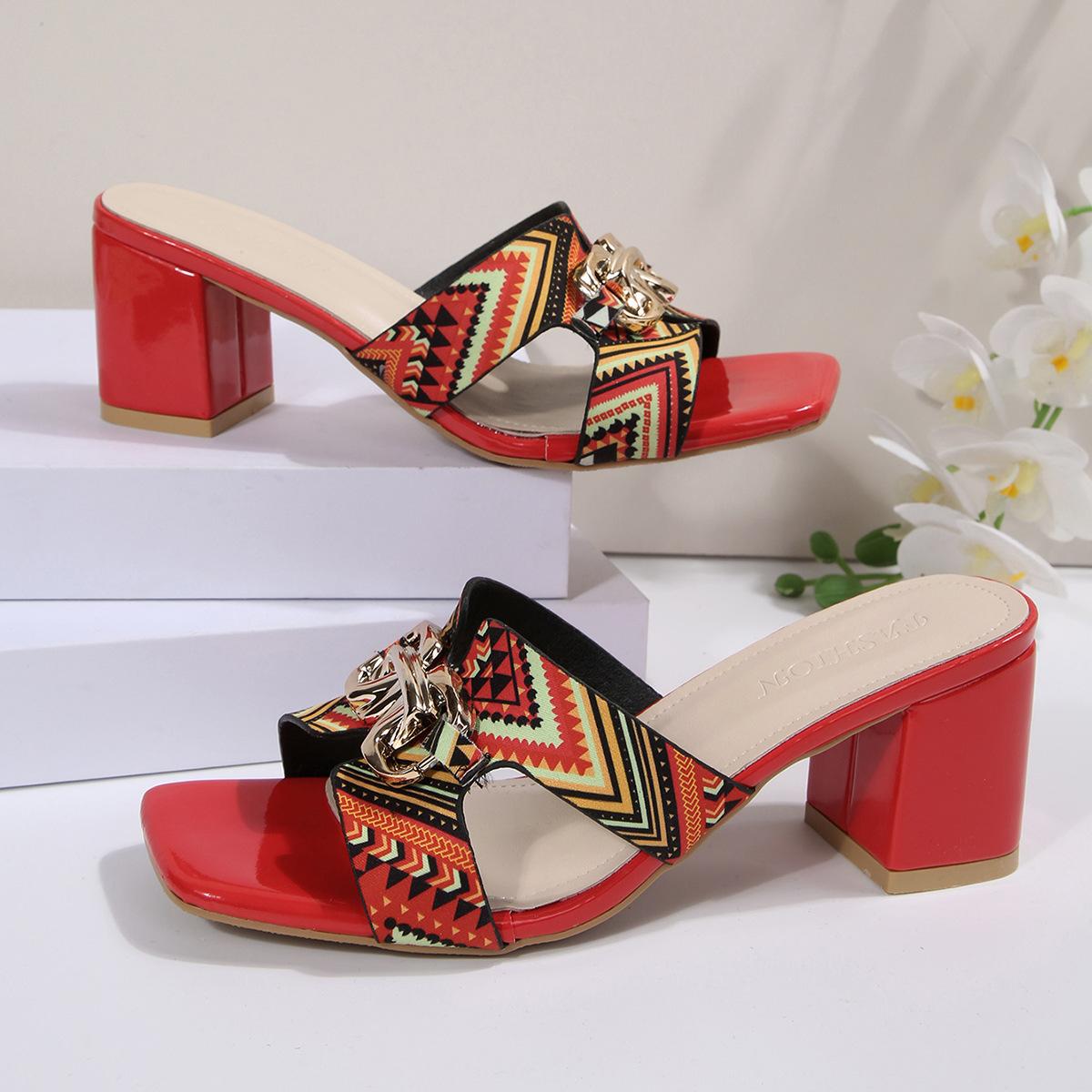 22 elegant breathable printing color matching Roman style sandals European and American style thick heel cool slippers tide 36 красный
22 elegant breathable printing color matching Roman style sandals European and American style thick heel cool slippers tide 36 красный
