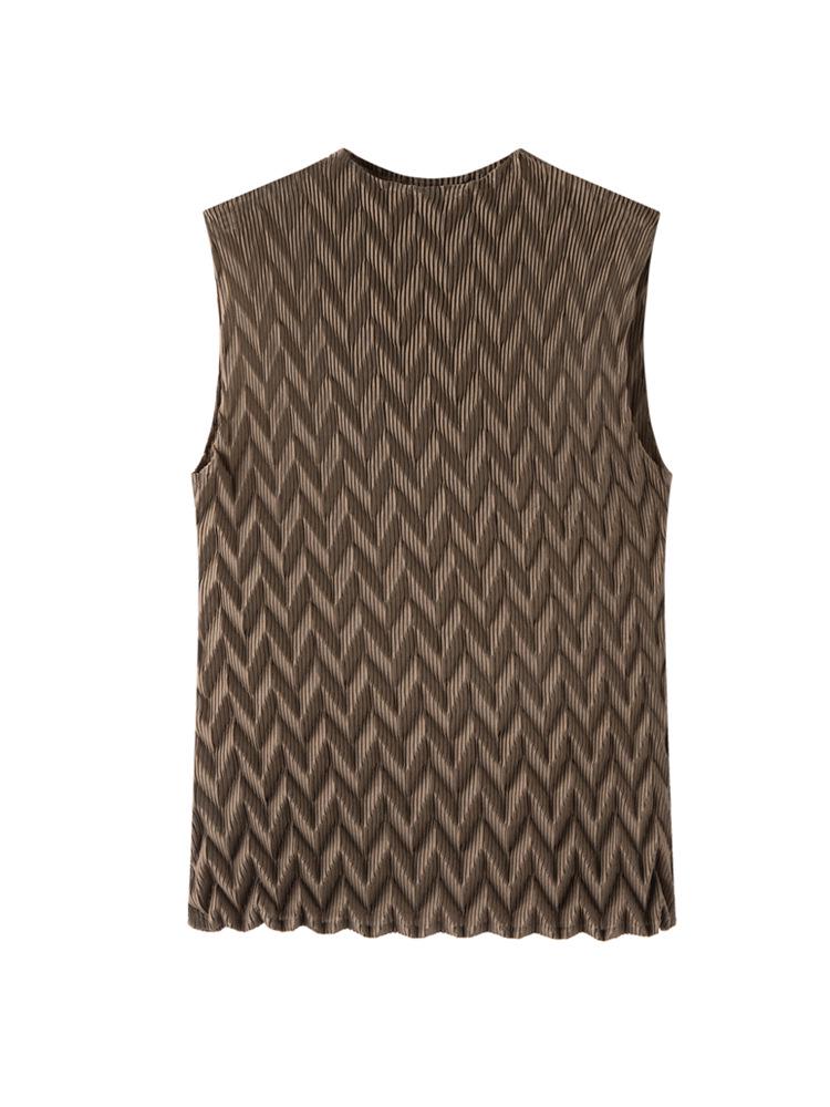 Miyake Stylish Pleated Sleeveless Women s Top One Size кавовий
Miyake Stylish Pleated Sleeveless Women s Top One Size кавовий
