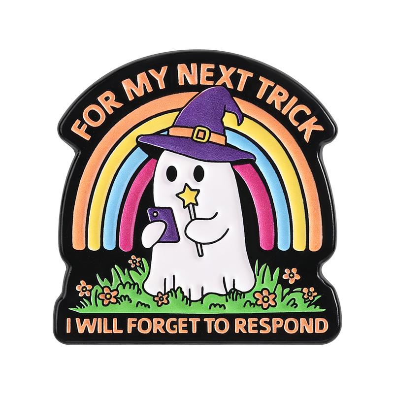 For My Next Trick I Will Forget To Respond Enamel Pin Mischievous Ghost Brooch Lapel Badge Fashion Jewelry Gift for Friends
For My Next Trick I Will Forget To Respond Enamel Pin Mischievous Ghost Brooch Lapel Badge Fashion Jewelry Gift for Friends