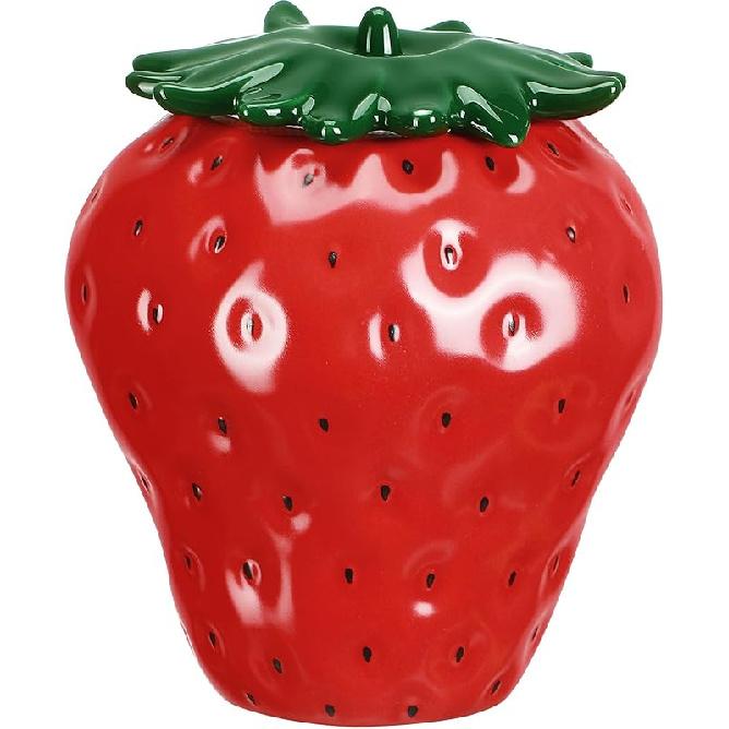 IMIKEYA Банки в форме клубники, Керамические банки для печенья в форме клубники, Фермерские банки с крышками, Контейнер для печенья и сладостей, Жестяная банка для хранения продуктов, для чая, сахара красный