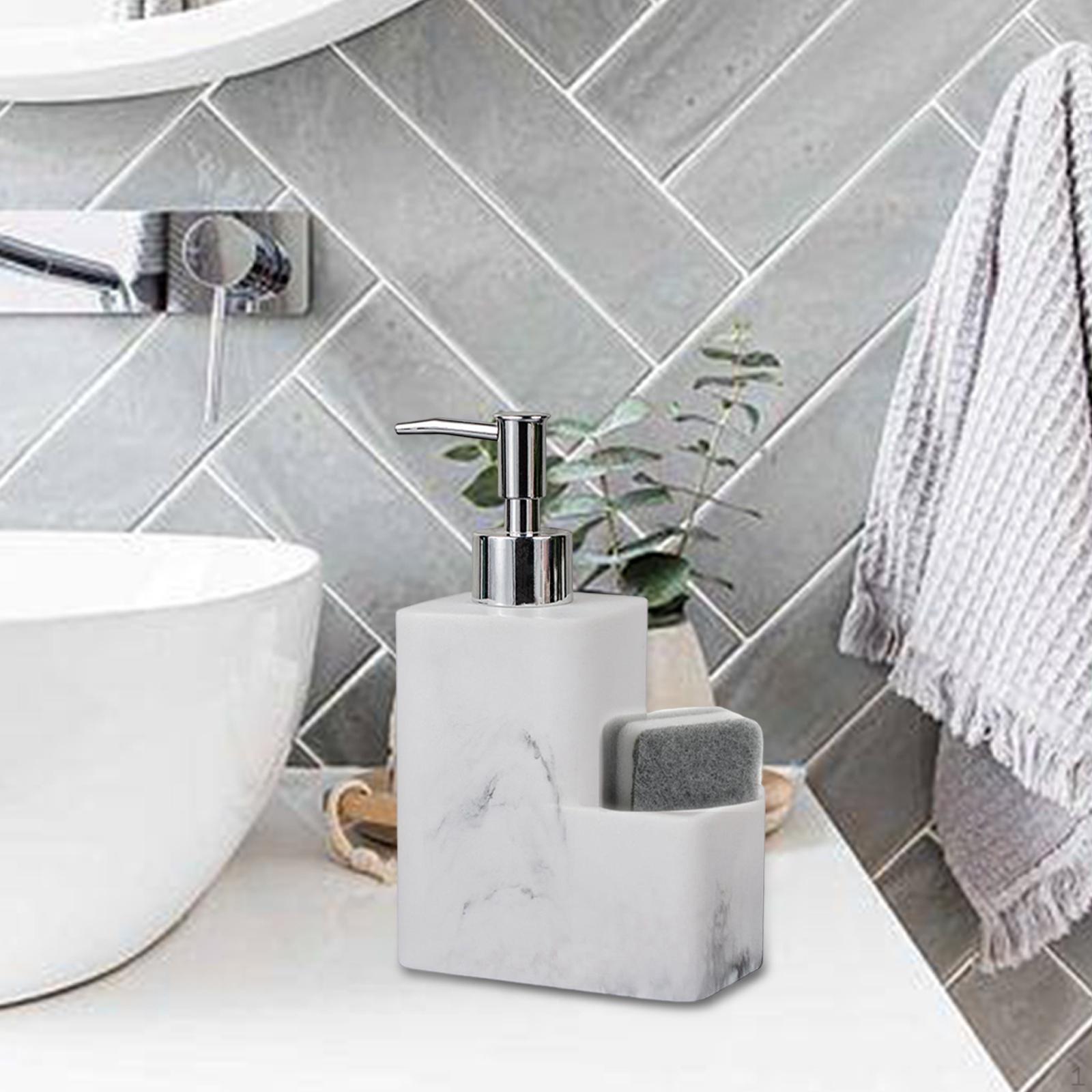 Многоразовый дозатор мыла из смолы на 15 унций с отделением для хранения, держателем-органайзером Caddy с мраморной поверхностью 
Многоразовый дозатор мыла из смолы на 15 унций с отделением для хранения, держателем-органайзером Caddy с мраморной поверхностью