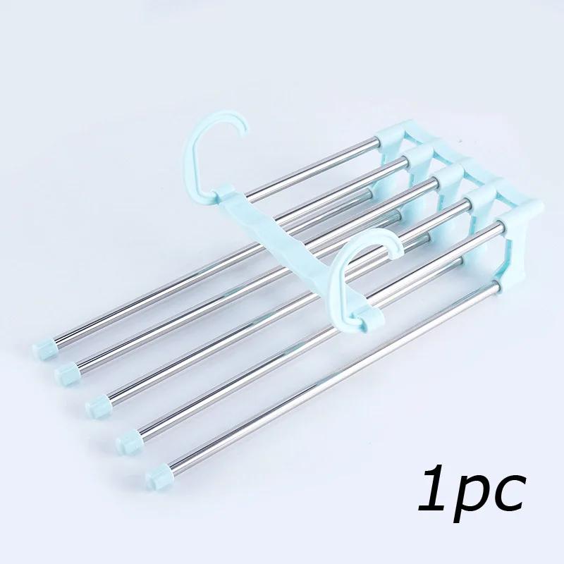 Вешалка для брюк 5 в 1 из нержавеющей стали, для хранения в шкафу, регулируемая, волшебная, многофункциональные полки для полотенец, органайзер для шкафа