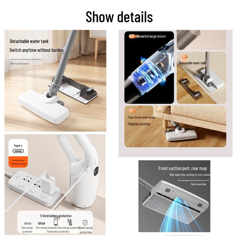 Wireless Pet-Friendly Multi-Functional Vacuum Cleaner with Integrated Suction and Mopping Integrated Suction & Mopping
Wireless Pet-Friendly Multi-Functional Vacuum Cleaner with Integrated Suction and Mopping Integrated Suction & Mopping