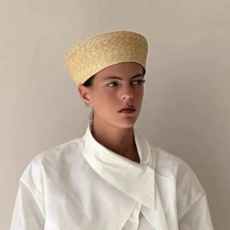 Women 100% Natural Black Wheat Straw Flat Top Berets Lady French Hand Woven Beach Straw Hat Church Derby Pillbox Hat Fedoras Hat 56-58cm
Women 100% Natural Black Wheat Straw Flat Top Berets Lady French Hand Woven Beach Straw Hat Church Derby Pillbox Hat Fedoras Hat 56-58cm