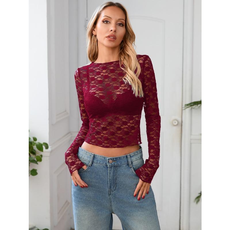 women s Sheer Floral Lace Off Shoulder Long Sleeve Slim Fit Cropped Top Sexy Y2K Blouse L бордовий
women s Sheer Floral Lace Off Shoulder Long Sleeve Slim Fit Cropped Top Sexy Y2K Blouse L бордовий