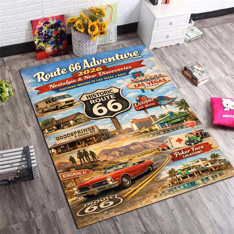 Route 66 Vintage Car & Motorcycle Area Rug, Retro American Highway Map Non-Slip Carpet 40x60cm( 15x23in )
Route 66 Vintage Car & Motorcycle Area Rug, Retro American Highway Map Non-Slip Carpet 40x60cm( 15x23in )