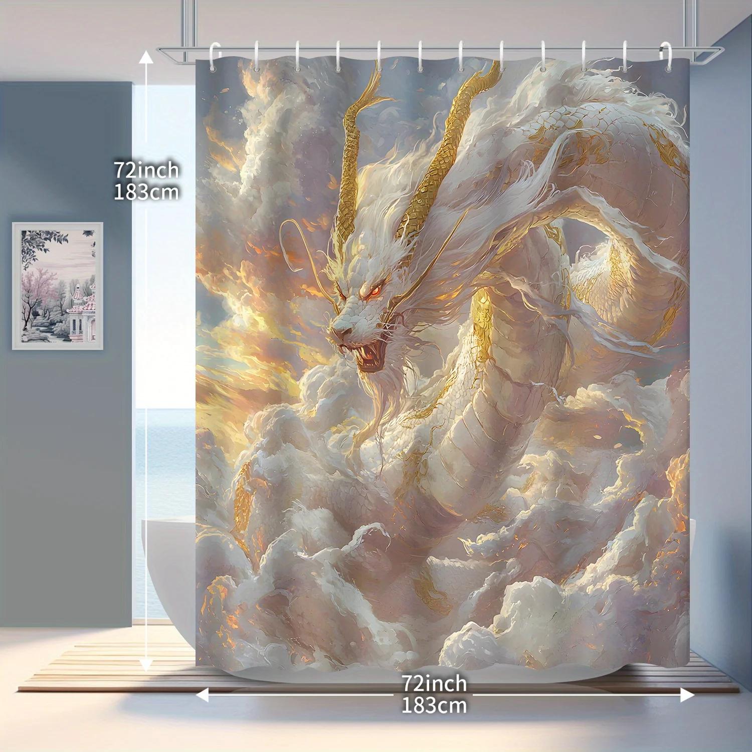 1Pc Oriental Fantasy White Dragon Shower Curtain,Decorative Printed Design With Hooks,Durable Polyester,For Bathroom &Home Dec 90x180cm
1Pc Oriental Fantasy White Dragon Shower Curtain,Decorative Printed Design With Hooks,Durable Polyester,For Bathroom &Home Dec 90x180cm