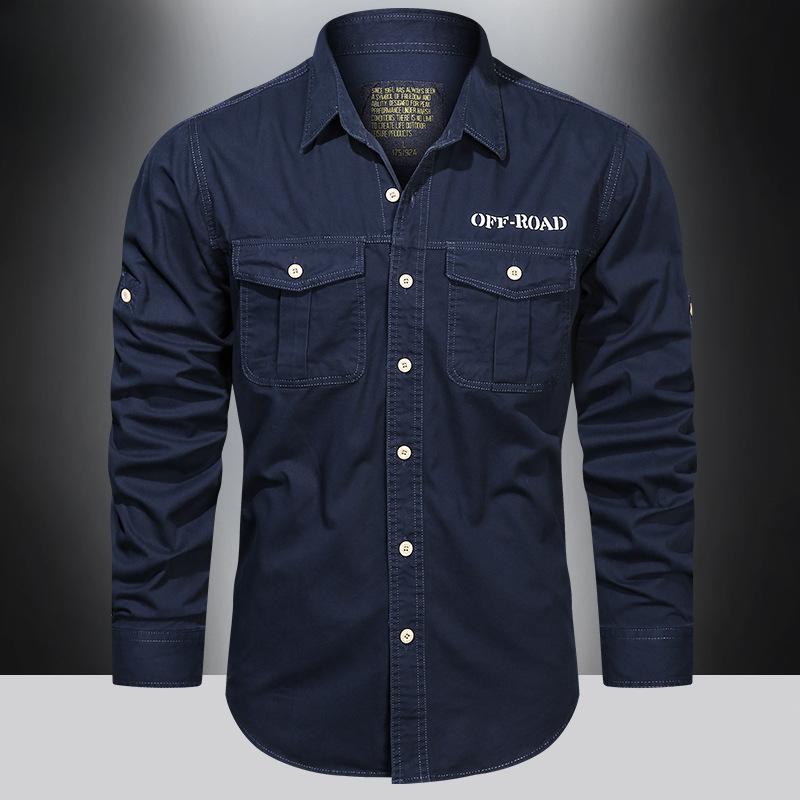 Осенняя новая рубашка в стиле милитари с длинными рукавами и множеством карманов, мужская повседневная хлопковая рабочая рубашка большого размера, зеленая куртка для мужчин 5XL