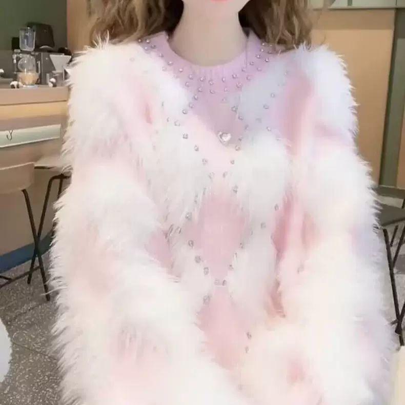 Loose Knit Sweater Women Winter Fluffy Korean Style Diamond Embroidered Casual Clothes M
Loose Knit Sweater Women Winter Fluffy Korean Style Diamond Embroidered Casual Clothes M