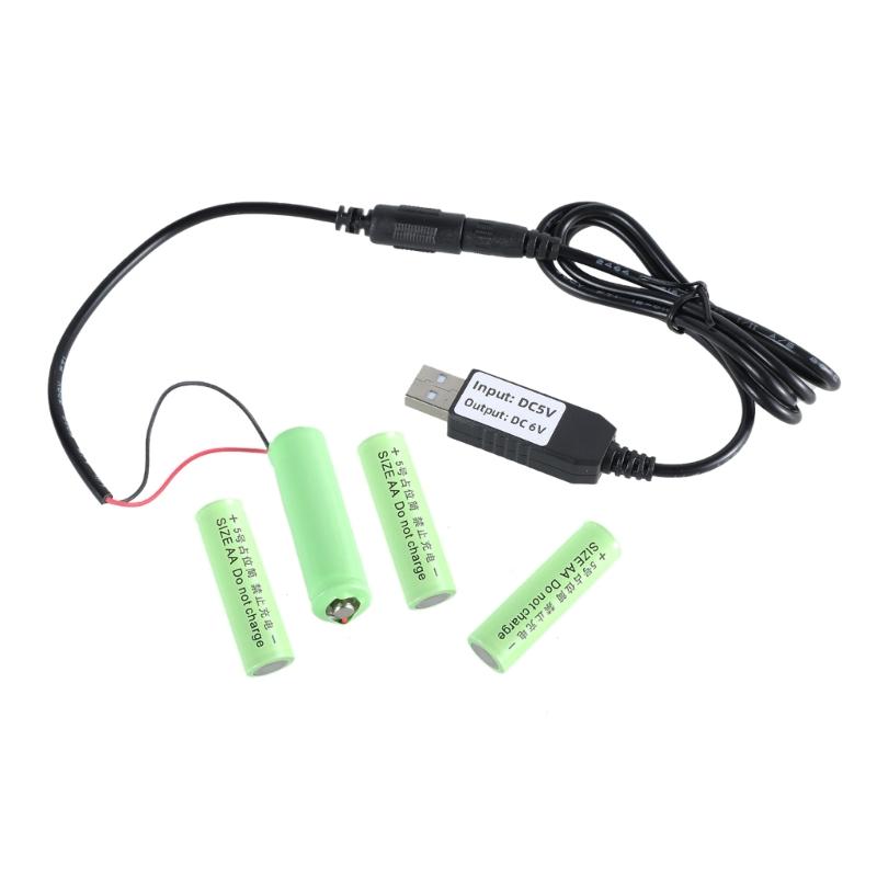 USB 5V to 6V Power Supply Converters Cable, 4Pcs 1.5V AA LR6 Battery Eliminators Kit for Toys and LED Lights 1
USB 5V to 6V Power Supply Converters Cable, 4Pcs 1.5V AA LR6 Battery Eliminators Kit for Toys and LED Lights 1