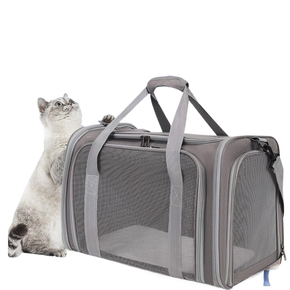 Foldable, breathable, odorless cat bag for medium to large cats, small dogs, and rabbits, with fur and shoulder pads
Foldable, breathable, odorless cat bag for medium to large cats, small dogs, and rabbits, with fur and shoulder pads