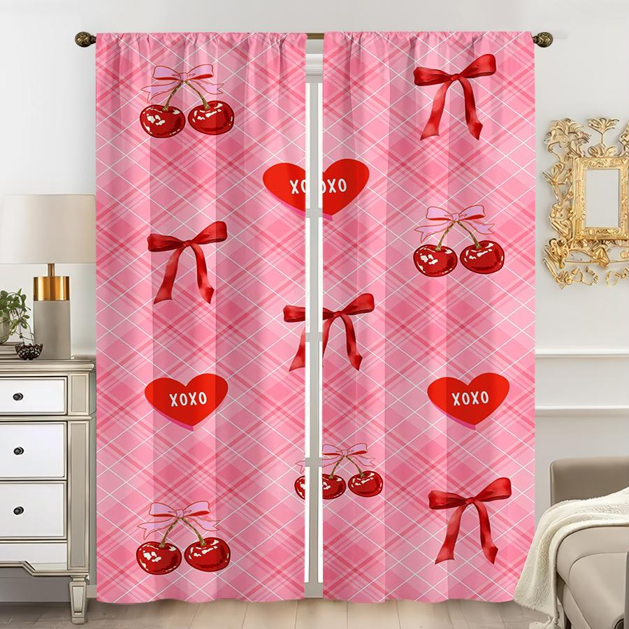 Set Of 2 Pink Grid Cherry Love Xoxo Curtains Sweet Cool Style Bedroom Living Room Drawbar Pocket Decorative Curtain Polyester Ideal For Sitting W100*H70(CM)-Rod Pocket&2PCS
Set Of 2 Pink Grid Cherry Love Xoxo Curtains Sweet Cool Style Bedroom Living Room Drawbar Pocket Decorative Curtain Polyester Ideal For Sitting W100*H70(CM)-Rod Pocket&2PCS