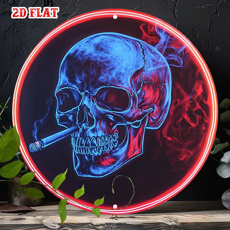 D Flat A Single Piece of Classic Metal Artwork Showcasing a Blue Skull with Red Neon Accents Designed for a Round Wall This 20x20cm(8x8inch)
D Flat A Single Piece of Classic Metal Artwork Showcasing a Blue Skull with Red Neon Accents Designed for a Round Wall This 20x20cm(8x8inch)