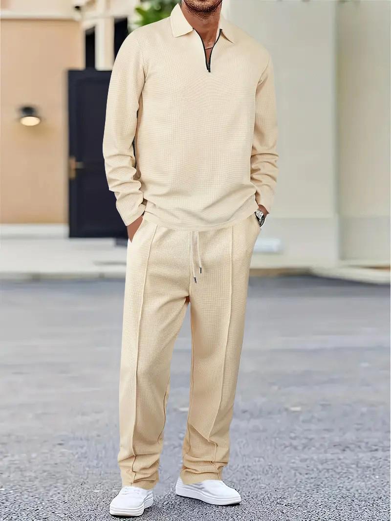 Men s Solid Color Waffle Knit Lapel Zip Long Sleeve & Pants Casual Set (European Size) for Spring & Autumn Small хакі
Men s Solid Color Waffle Knit Lapel Zip Long Sleeve & Pants Casual Set (European Size) for Spring & Autumn Small хакі