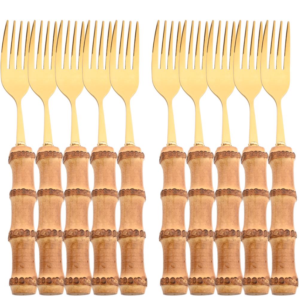 Drmfiy Gold Dinner Fork Cutlery Set Stainless Steel 4/6/10Pcs Fork Dinnerware Set Kitchen Western Bamboo Handle Tableware Set
Drmfiy Gold Dinner Fork Cutlery Set Stainless Steel 4/6/10Pcs Fork Dinnerware Set Kitchen Western Bamboo Handle Tableware Set