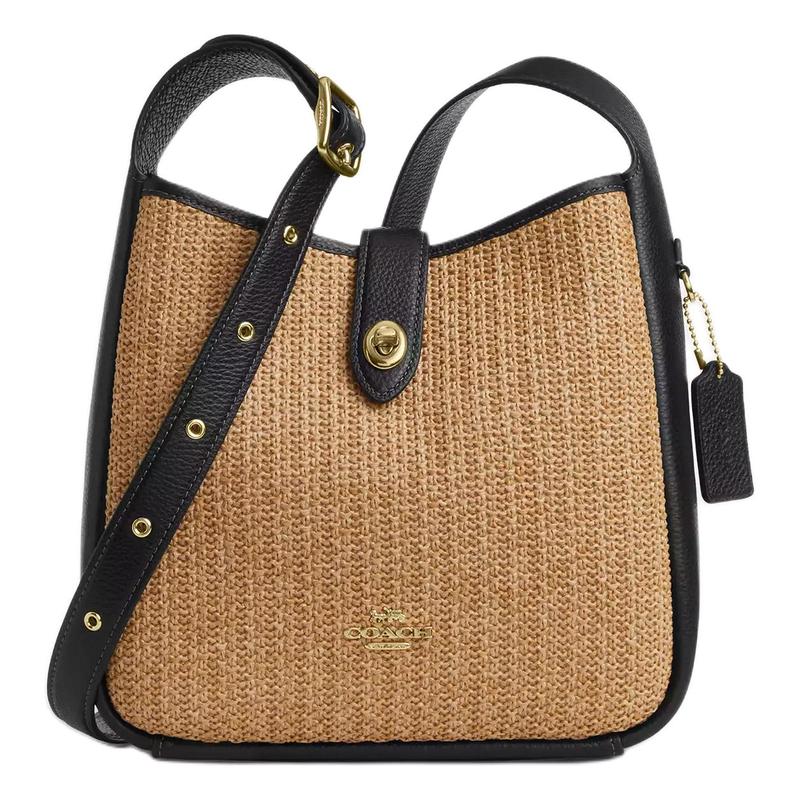 COACH Hadley 24 Multipurpose Logo Straw and Leather Shoulder Crossbody Bag Medium Women s Khaki and Black чорний
COACH Hadley 24 Multipurpose Logo Straw and Leather Shoulder Crossbody Bag Medium Women s Khaki and Black чорний